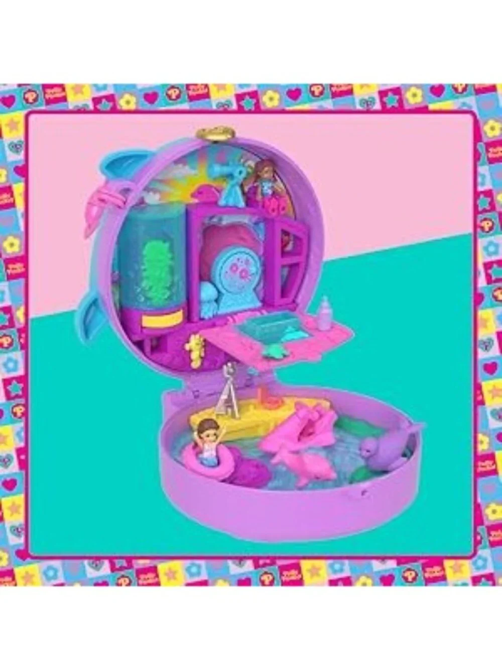 New Polly Pocket Dolphin Rescue & Play Compact Girls Toy Set